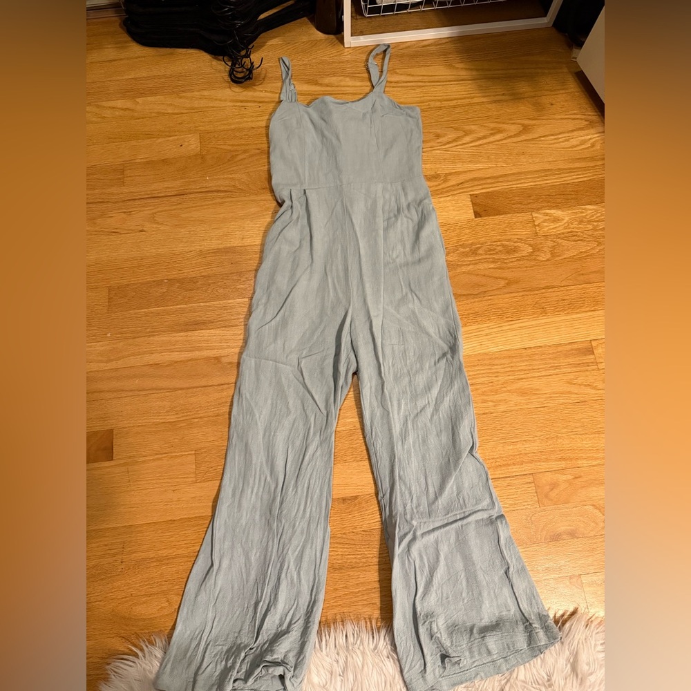sage green jumpsuit